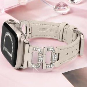 NEW Diamond Bling Leather Apple Watch Band